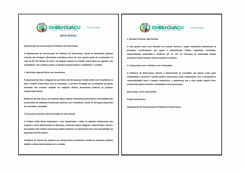 Resposta oficial da Prefeitura