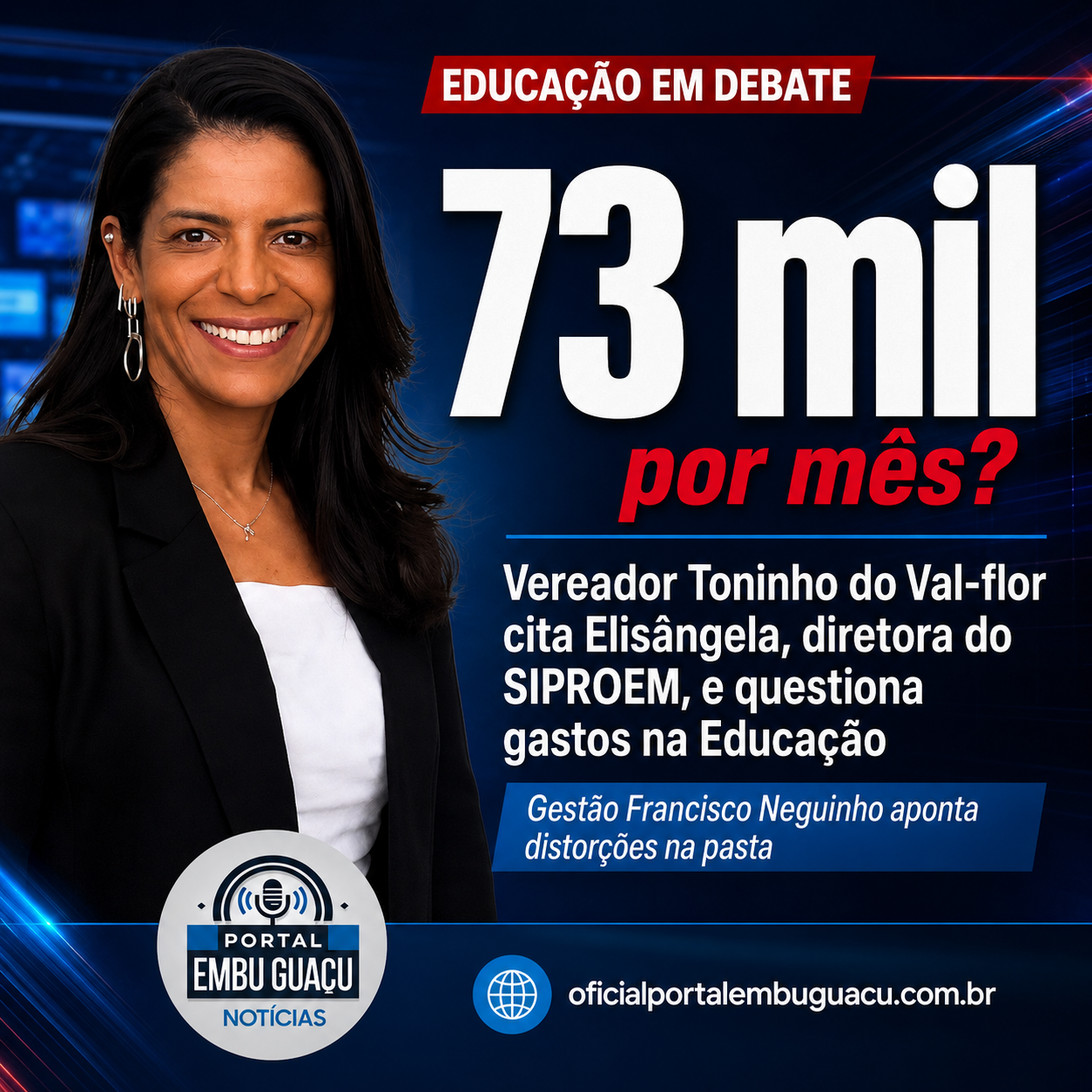 Diretora do SIPROEM é citada por vereador em suspeita de pagamento indevido na Educação