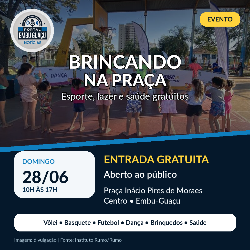 Instituto Rumo leva esporte, lazer e serviços gratuitos para Embu-Guaçu neste domingo