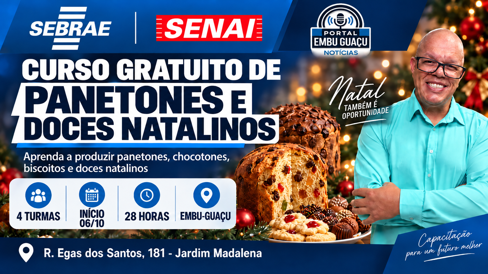 Embu-Guaçu terá quatro turmas gratuitas de curso de panetones e doces natalinos